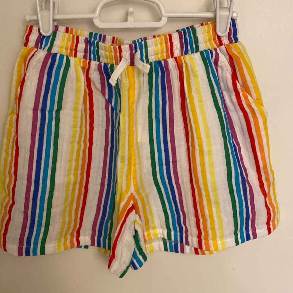 NWT Primary Rainbow stripe gauze shorts size 12